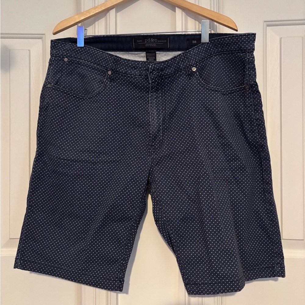 PD & C men’s Dark Blue Patterned Shorts, size 38